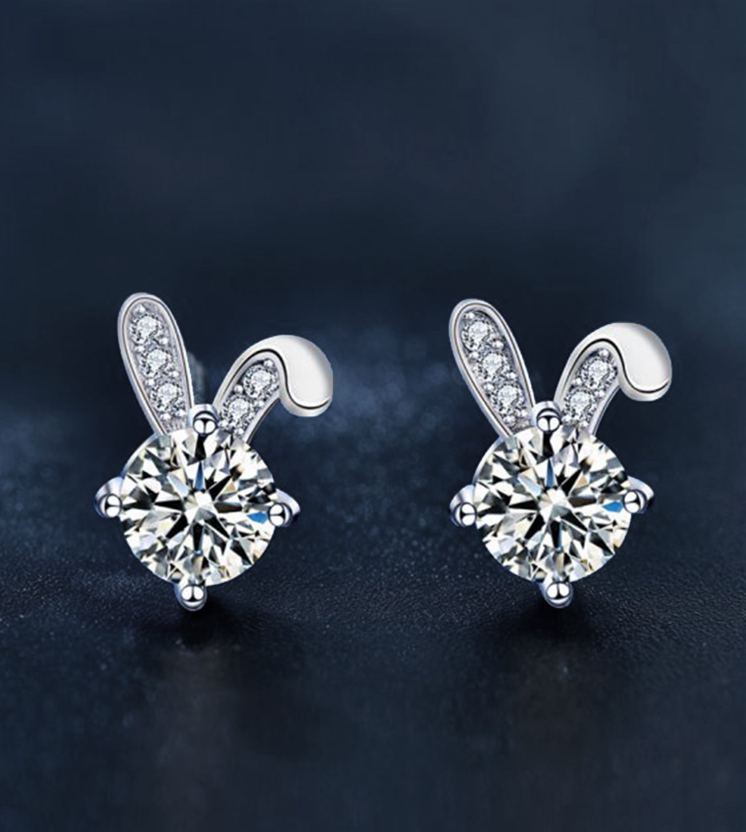 Bunny diamond ear studs