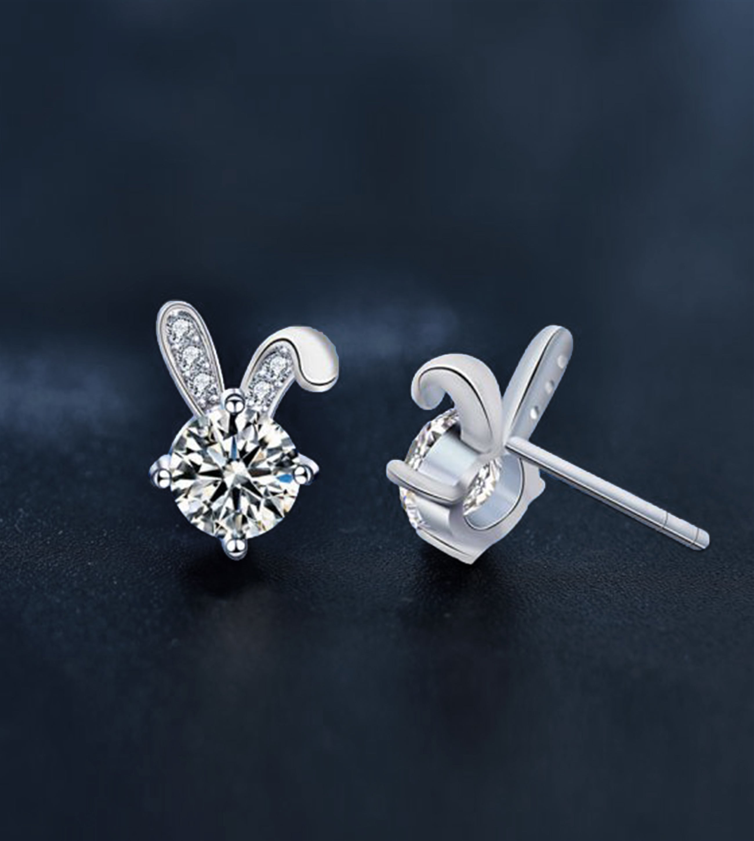 Bunny diamond ear studs