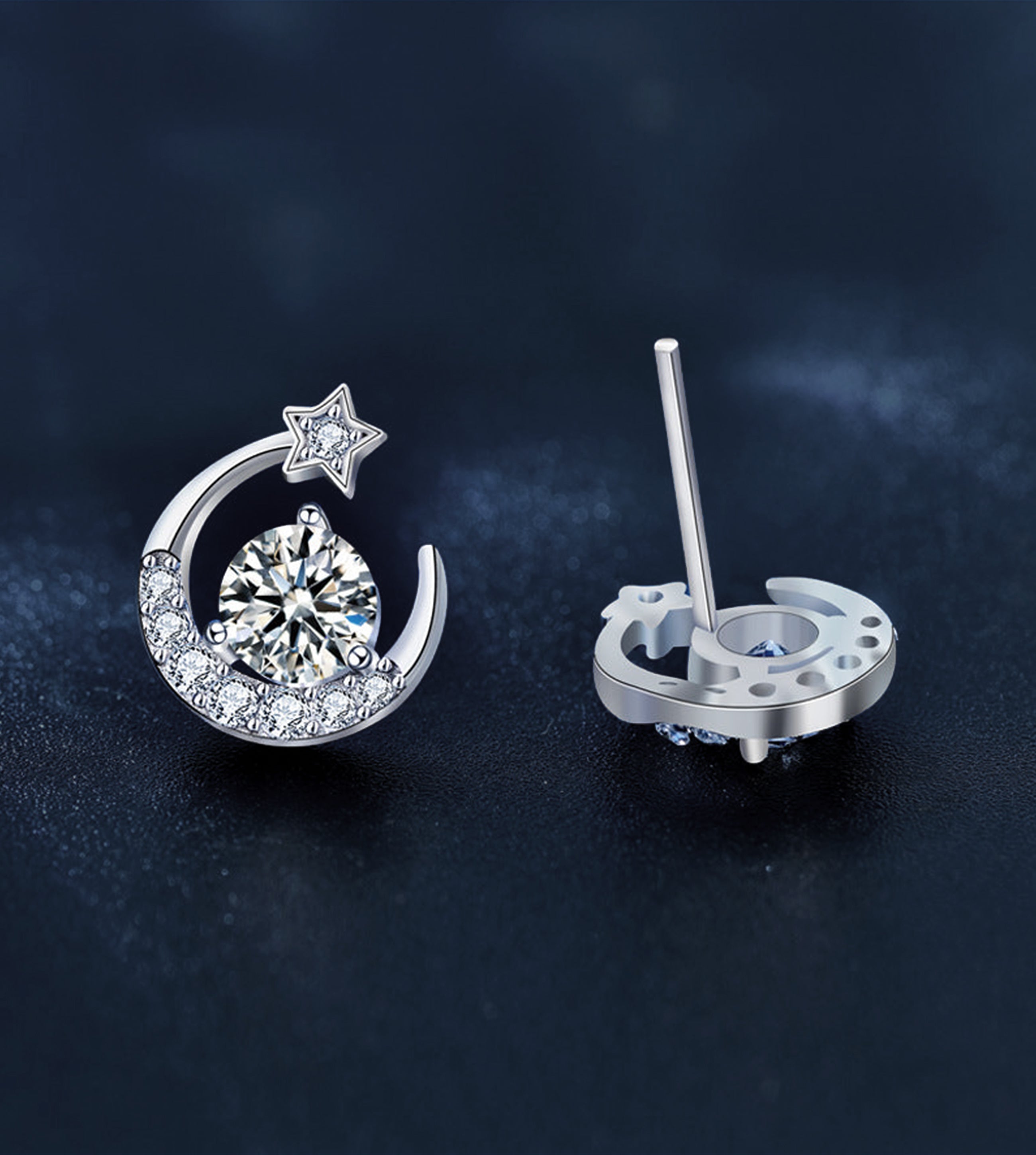 Moissanite  diamond star ear studs