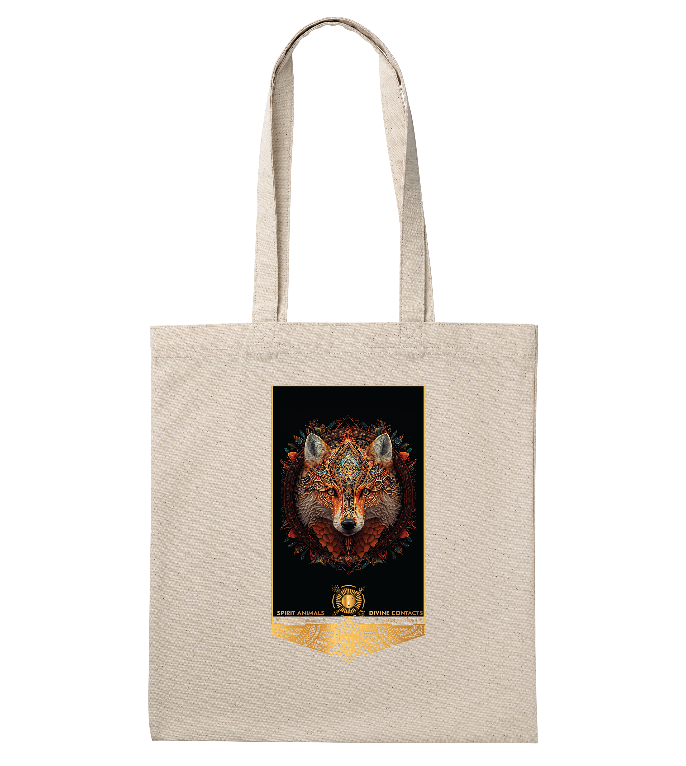 organic-cotton-designer-tote-vegan-skyrider-spirit-animal-fox-sustainale-bag-tote