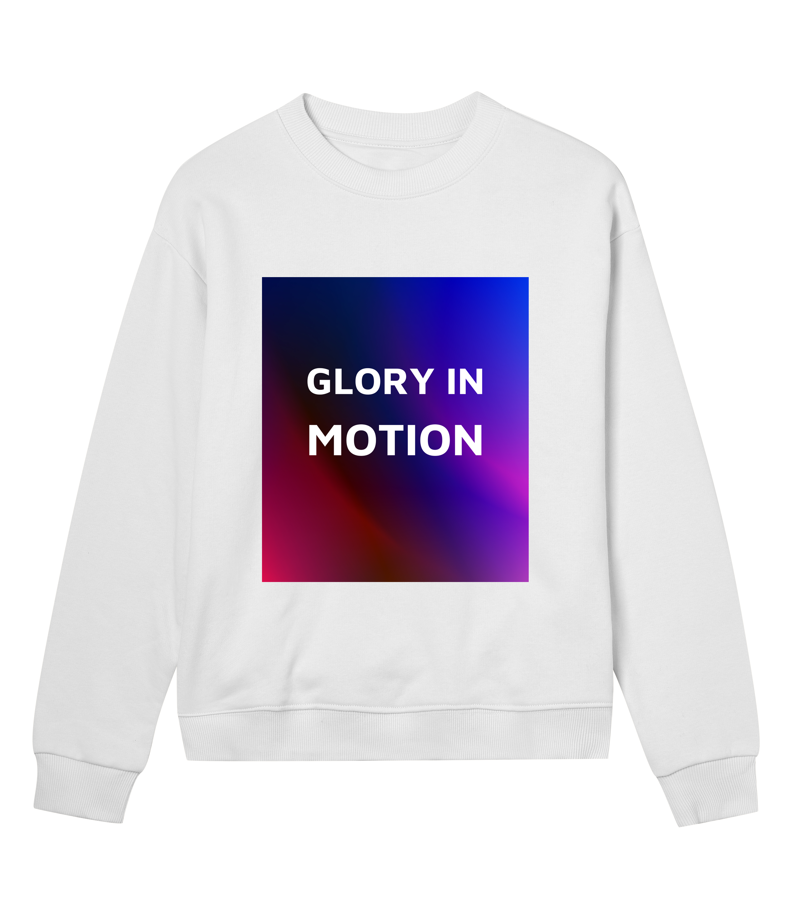 women´s-white-sustainable-sweatshirt-glory-in-motion-print-vegan-skyrider